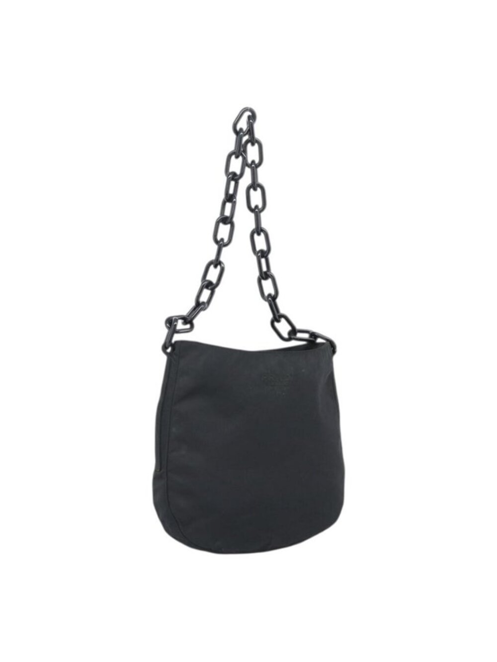 Authentic PRADA Chain Shoulder Bag Nylon Black Silver